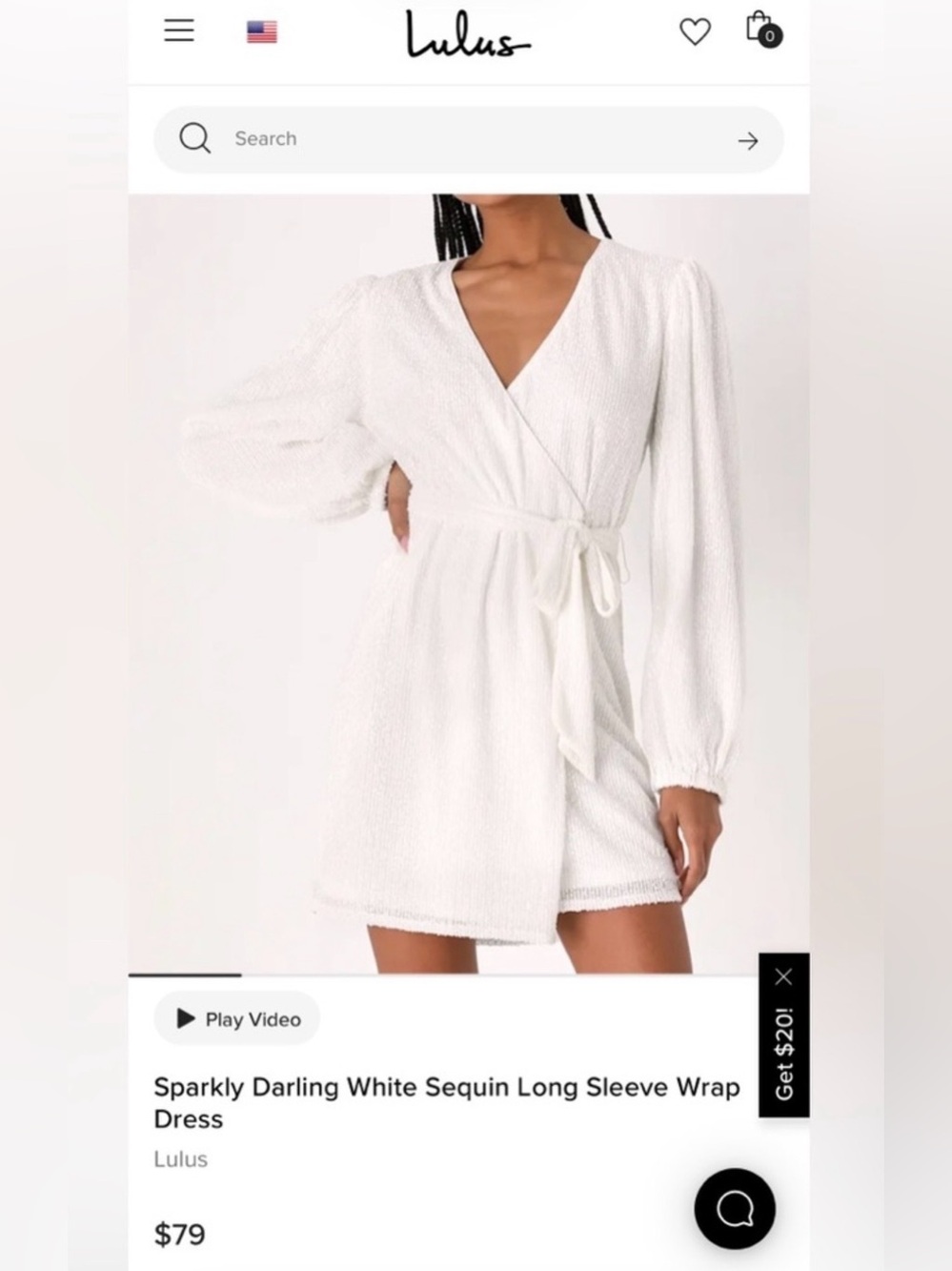 Lulus White Sequin Long Sleeve Wrap Dress